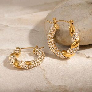 Golden Solstice Twisted Hoop Earrings